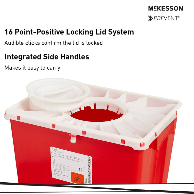 McKesson Prevent® Sharps Container, 18 Gallon, 24-3/5 x 17-3/10 x 13 Inch