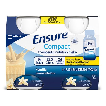Oral Supplement Ensure® Compact Therapeutic Nutrition Shake Vanilla Flavor Liquid 4 oz. Bottle
