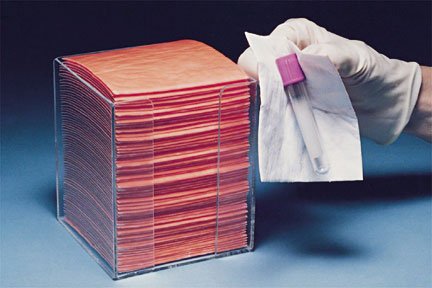 Biohazard Wipe BloodBloc™ Standard Absorbency White / Orange NonSterile Cellulose / Polyethylene 4 X 4 Inch Disposable