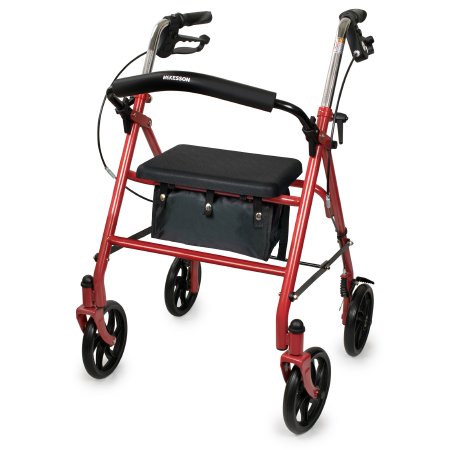 McKesson 4 Wheel Rollator Adjustable Height / Folding Steel Frame