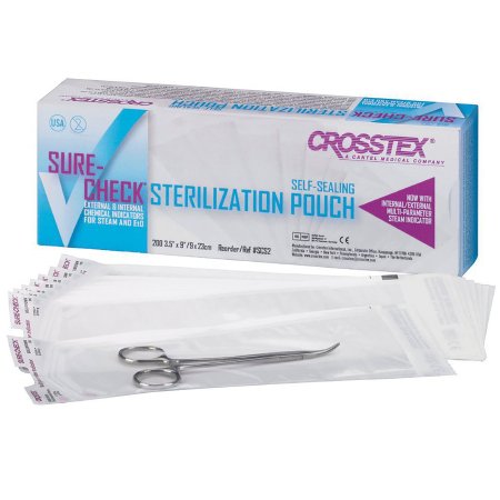 Sterilization Pouch Sure-Check® Ethylene Oxide (EO) Gas / Steam 3-1/2 X 9 Inch Transparent Self Seal Paper / Film