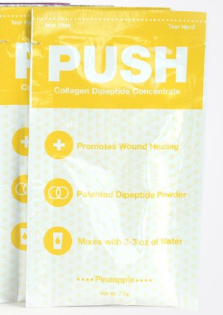 Oral Supplement PUSH Collagen Dipeptide Concentrate Pineapple Flavor Powder 7.7 Gram Individual Packet