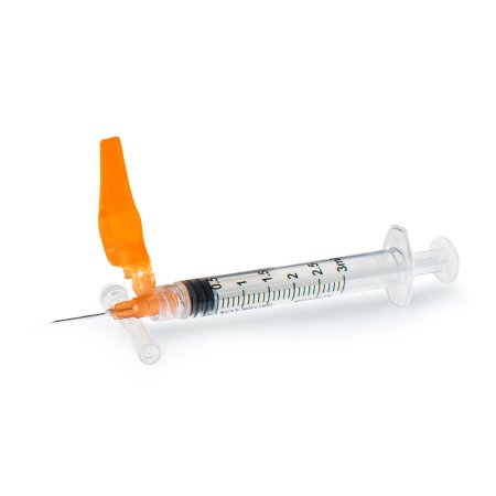 Safety Hypodermic Syringe with Needle McKesson Prevent® HT 3 mL 5/8 Inch 25 Gauge Hinged Safety Needle Thin Wall