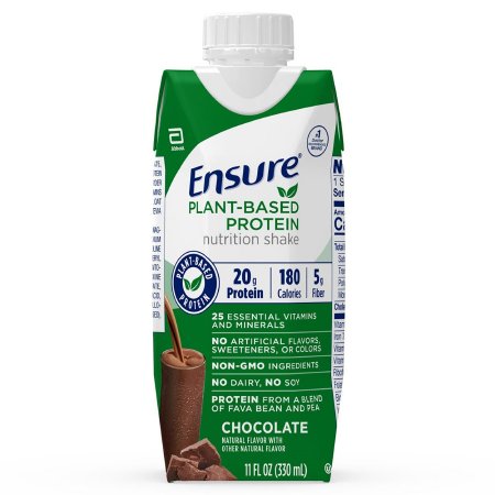 Oral Supplement Ensure® Plant Based Protein Nutrition Shake Chocolate Flavor Liquid 11 oz. Carton