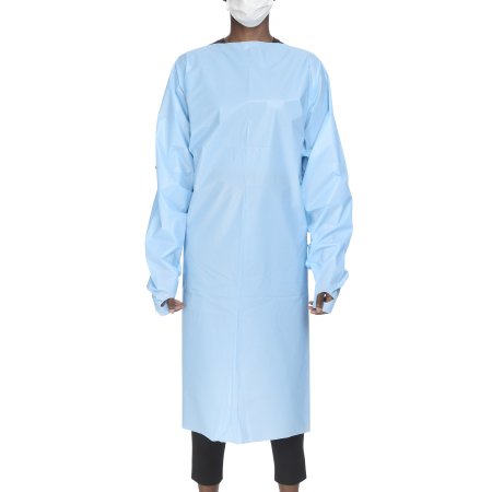 Protective Procedure Gown McKesson One Size Fits Most Blue NonSterile AAMI Level 2 Disposable