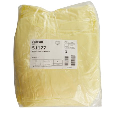 Protective Procedure Gown Precept® One Size Fits Most Yellow NonSterile AAMI Level 2 Disposable
