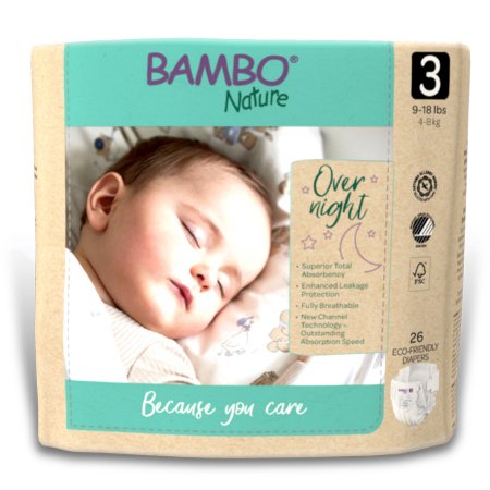 Unisex Baby Diaper Bambo® Nature Size 3 Disposable Heavy Absorbency