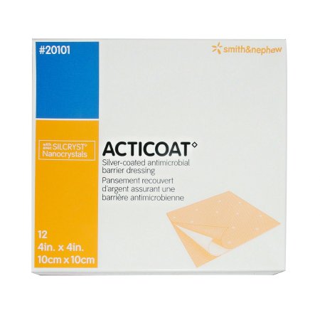 Silver Barrier Dressing Acticoat 4 X 4 Inch Square Sterile