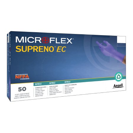 Exam Glove Supreno® EC Medium NonSterile Nitrile Extended Cuff Length Textured Fingertips Blue Chemo Tested / Fentanyl Tested