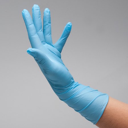Exam Glove Flexam® Large Sterile Single Nitrile Extended Cuff Length Textured Fingertips Blue Chemo Tested