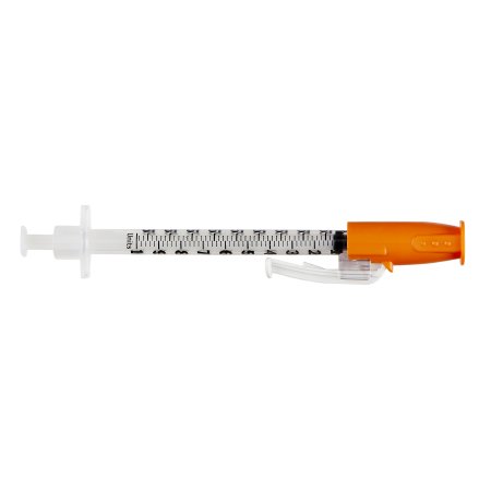 Safety Insulin Syringe with Needle SafetyGlide™ 1 mL 1/2 Inch 29 Gauge Sliding Safety Needle Regular Wall