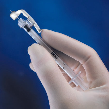 Safety Insulin Syringe with Needle SafetyGlide™ 0.5 mL 1/2 Inch 29 Gauge Sliding Safety Needle Regular Wall