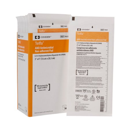 Antibacterial Island Dressing Telfa™ AMD 3 X 8 Inch Rectangle Sterile
