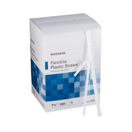 Flexible Drinking Straw McKesson 7-3/4 Inch Length White Individually Wrapped