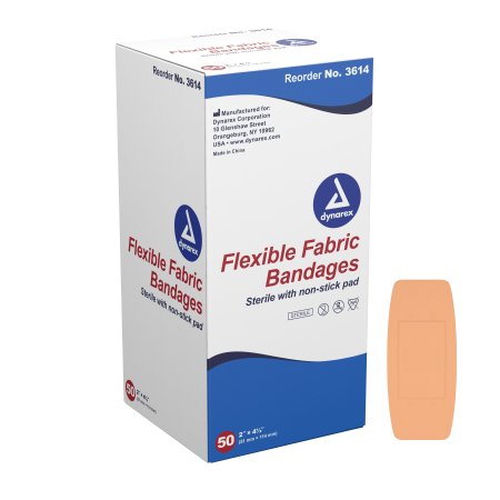 Adhesive Strip Dynarex® 2 X 4-1/2 Inch Fabric Rectangle Tan Sterile