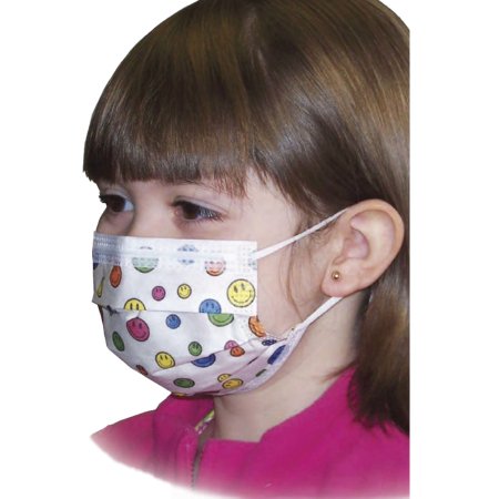 Procedure Mask Pleated Earloops One Size Fits Most Kid Design (Happy Face Print) NonSterile Not Rated Pediatric