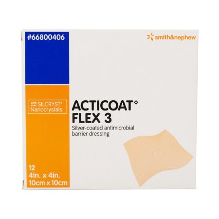 Silver Barrier Dressing Acticoat Flex 3 4 X 4 Inch Square Sterile