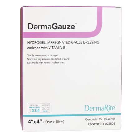 Hydrogel Wound Dressing DermaGauze® Impregnated 4 X 4 Inch Square Sterile