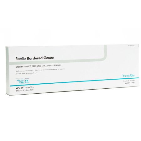 Adhesive Dressing DermaRite® Bordered Gauze 4 X 14 Inch Rectangle Sterile