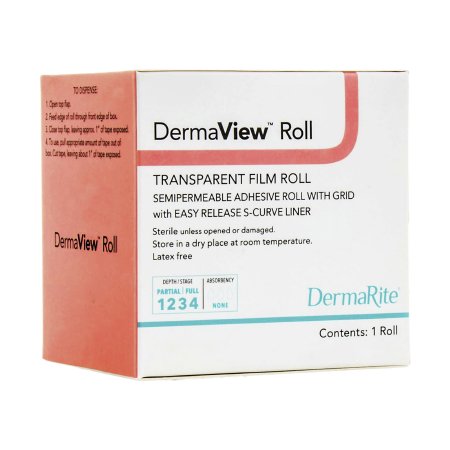 Transparent Film Dressing DermaView™ 4 Inch X 11 Yard 2 Tab Delivery Roll Sterile