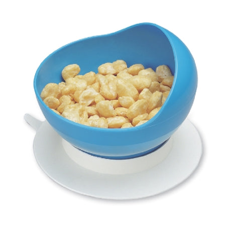 Scoop Bowl with Suction Cup Base Maddak Blue Reusable Plastic 4-1/2 Inch Diameter