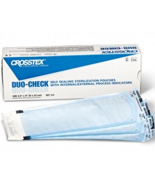Sterilization Pouch Duo-Check® Ethylene Oxide (EO) Gas / Steam 3-1/2 X 9 Inch Transparent / Blue Self Seal Paper / Film
