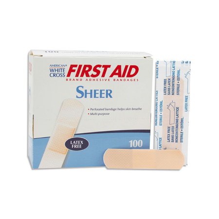 Adhesive Strip American® White Cross 3/4 X 3 Inch Plastic Rectangle Tan Sterile